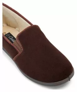 Grosby Percy Chocolate Gusset Slipper -Shoes Sales 111129810 3 720x928