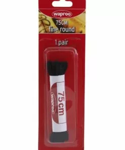 Waproo 75cm Black Fine Round Laces Blister Pack