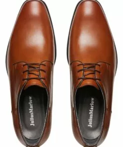 Julius Marlow Keen Plain Vamp Derby Cognac Lace Up Dress Shoe -Shoes Sales 538501330 3 720x928