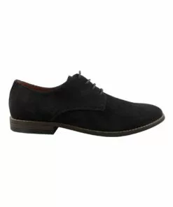 Blaq Nick Charcoal Perforated Suede Lace Up Derby Shoe