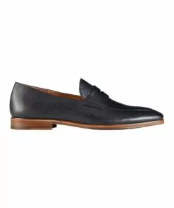 Aquila Fernando Black Leather Penny Loafers