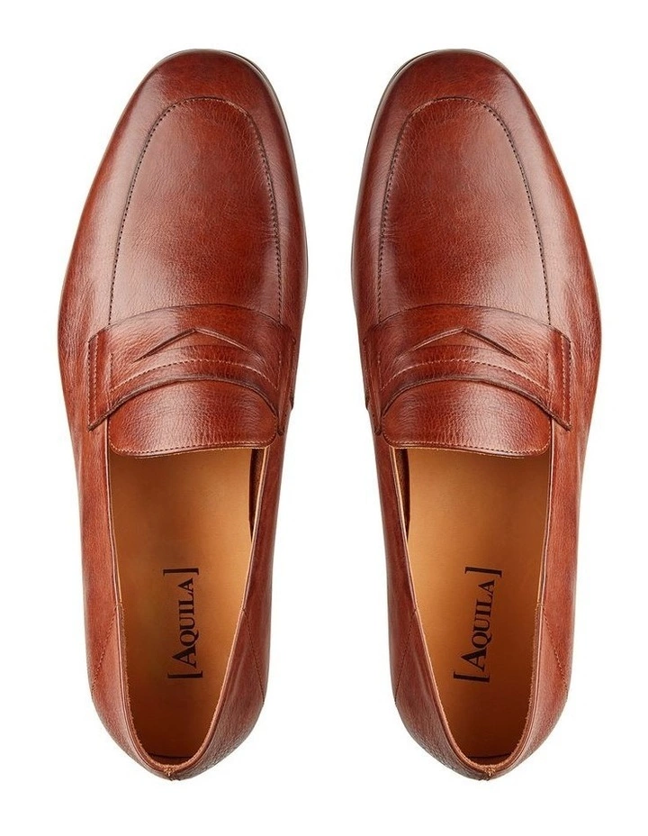 Aquila Fernando Tan Leather Penny Loafers 3 Aquila Fernando Tan Leather Penny Loafers - Image 3
