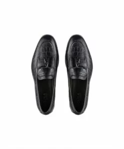 Aquila Alberto Black Croc Print Leather Loafers 5 Aquila Alberto Black Croc Print Leather Loafers -Shoes Sales 855662230 3 720x928