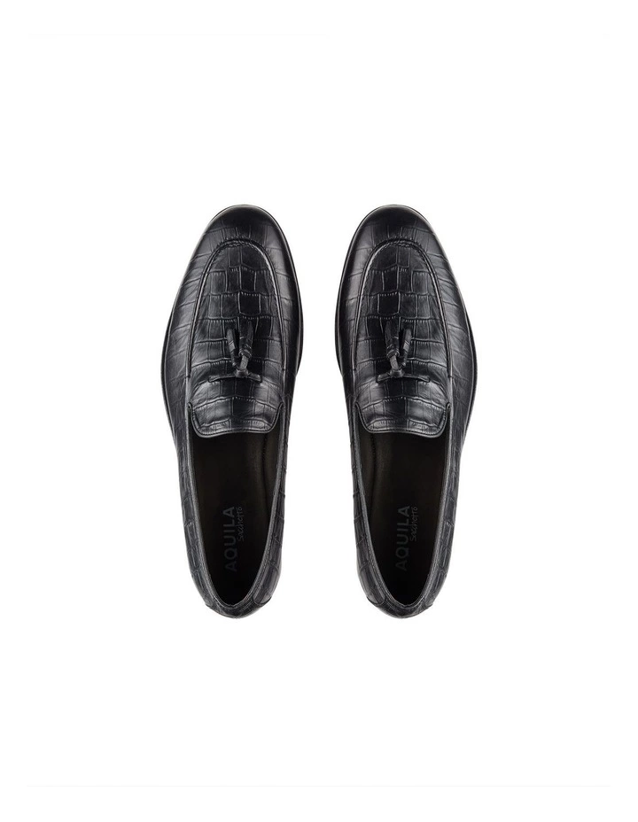 Aquila Alberto Black Croc Print Leather Loafers 3 Aquila Alberto Black Croc Print Leather Loafers - Image 3