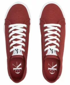 Calvin Klein Red Textile Lace Up Sneaker -Shoes Sales 858961630 3 720x928