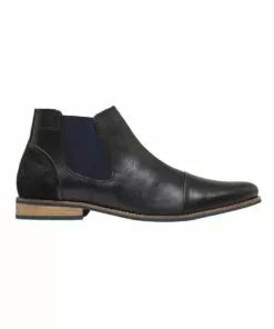 Oxford Jace Black Leather Short Chelsea Boots