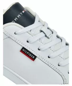 Tommy Hilfiger Essential White Leather Cupsole Trainers -Shoes Sales 865116910 3 720x928