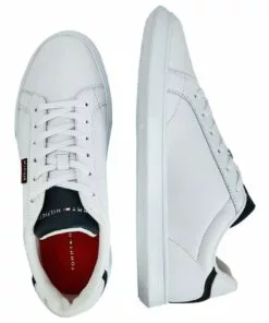 Tommy Hilfiger Essential White Leather Cupsole Trainers -Shoes Sales 865116910 4 720x928