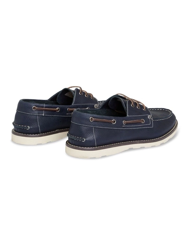 Johnny Bigg Anchor Leather Boat Shoe Navy 3 Johnny Bigg Anchor Leather Boat Shoe Navy - Image 3