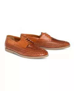 Johnny Bigg Styles Leather Woven Lace Up Shoe Tan