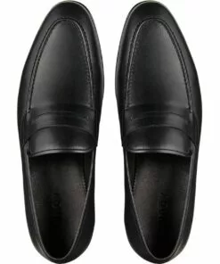 Aquila Hadden Black Leather Penny Loafers -Shoes Sales 866883070 3 720x928