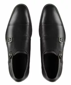 Aquila Brennin Black Leather Monk Strap Shoes -Shoes Sales 867201040 3 720x928