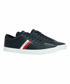 Tommy Hilfiger Essential Vulcanised Navy Leather Trainers
