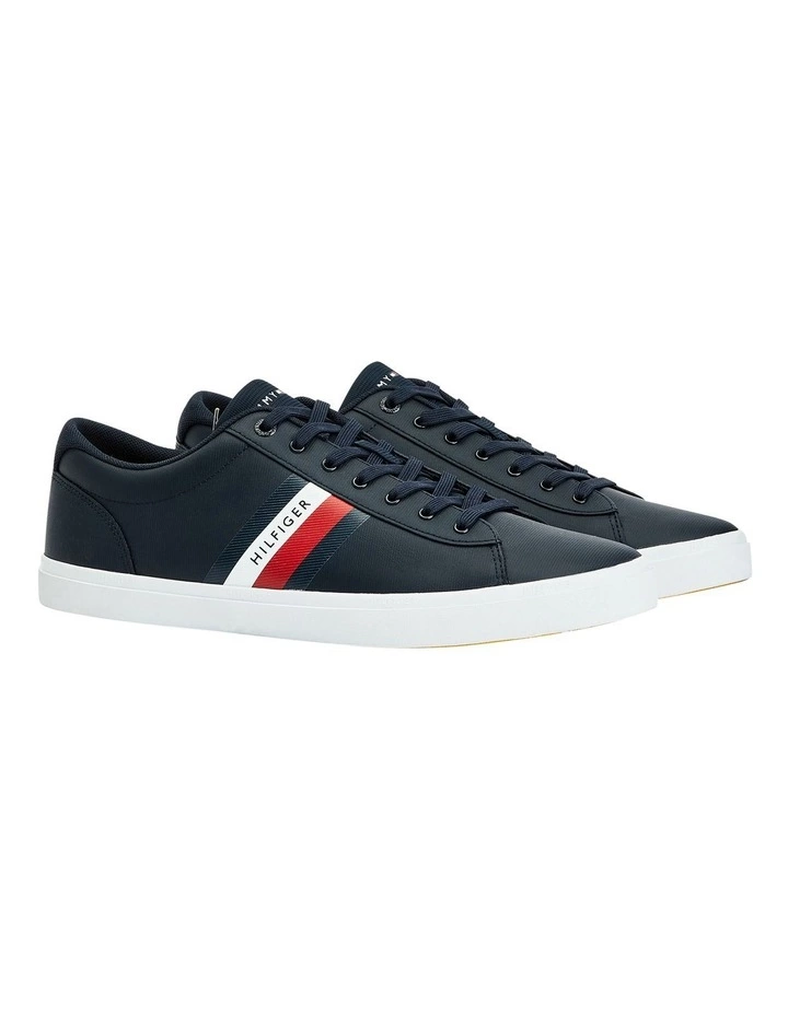 Tommy Hilfiger Essential Vulcanised Navy Leather Trainers 1 Tommy Hilfiger Essential Vulcanised Navy Leather Trainers
