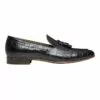 Aquila Rocco Black Croc Print Leather Loafers