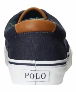 Polo Ralph Lauren Keaton Leather-Trim Navy Canvas Sneaker -Shoes Sales 903218500 4 720x928